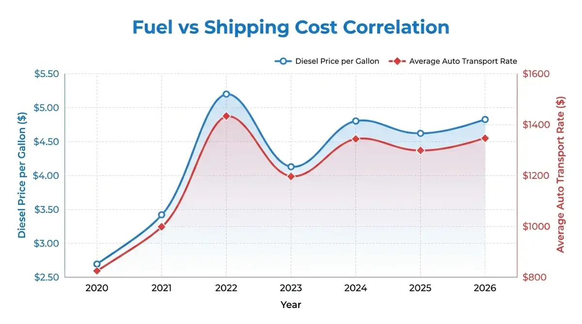 Fuel vs Shipping Cost Correlation Chart 2020-2026