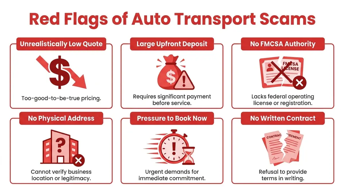 6 Red Flags of Auto Transport Scams — Infographic