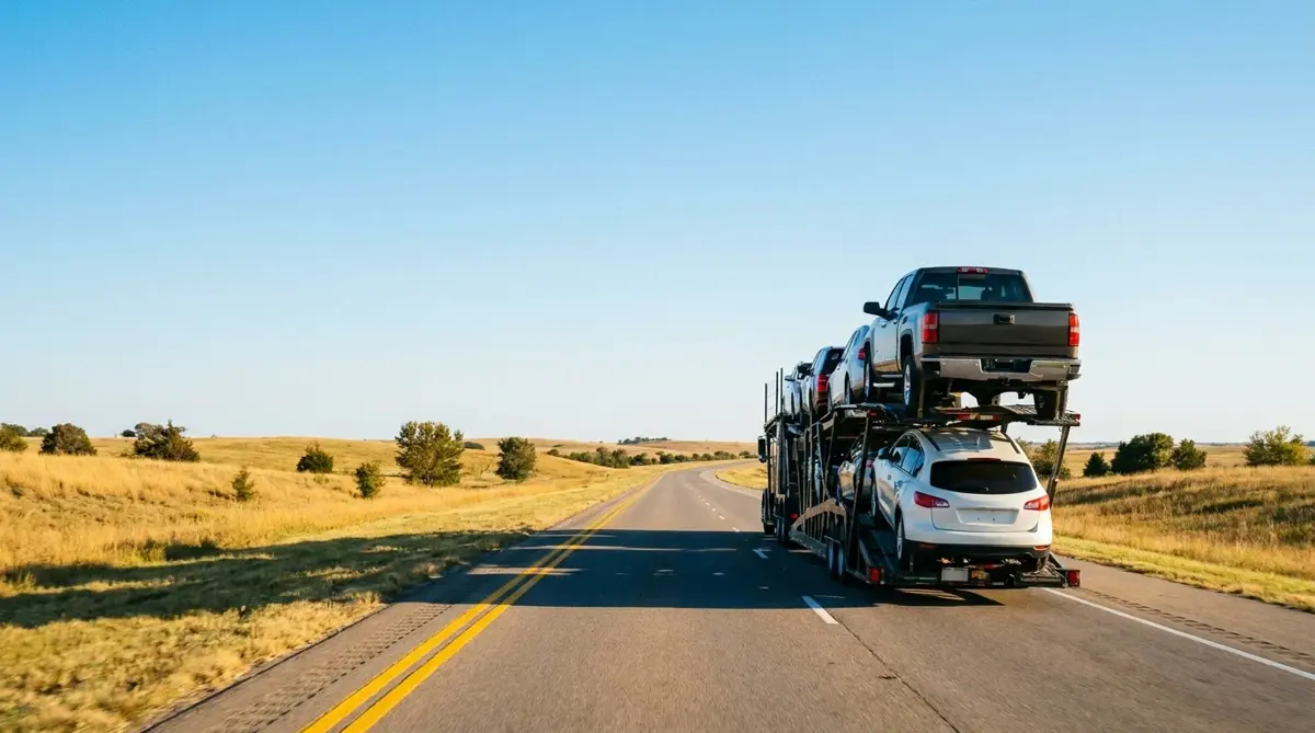 Auto transport route from Chicago to Dallas — car carrier on highway