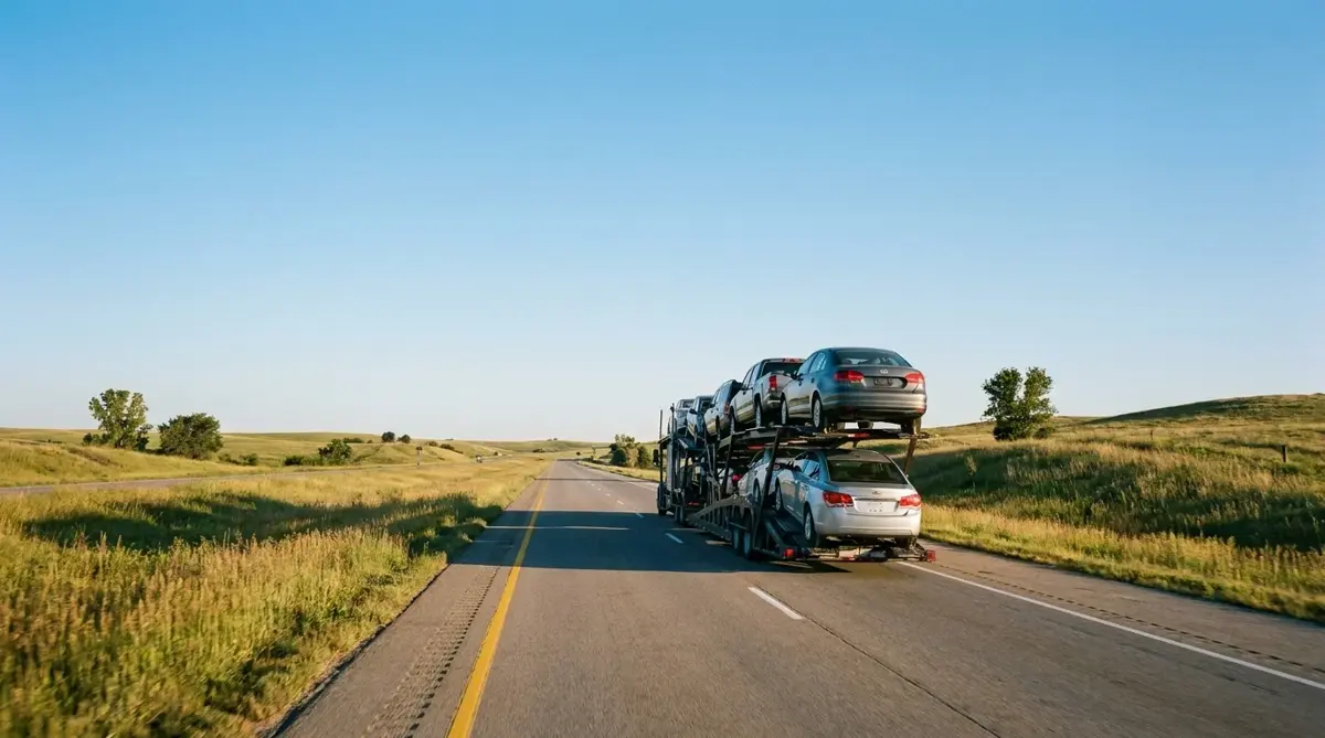 Auto transport route from Chicago to Houston — car carrier on highway