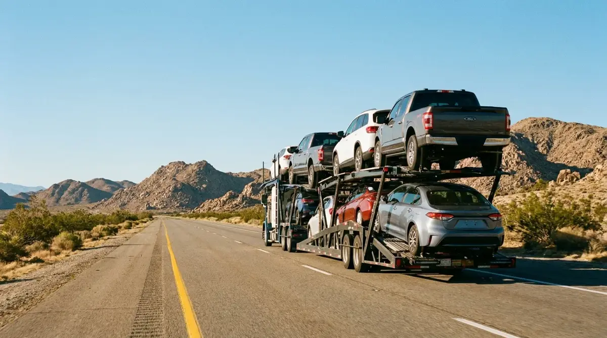 Auto transport route from San Diego to Houston — car carrier on highway