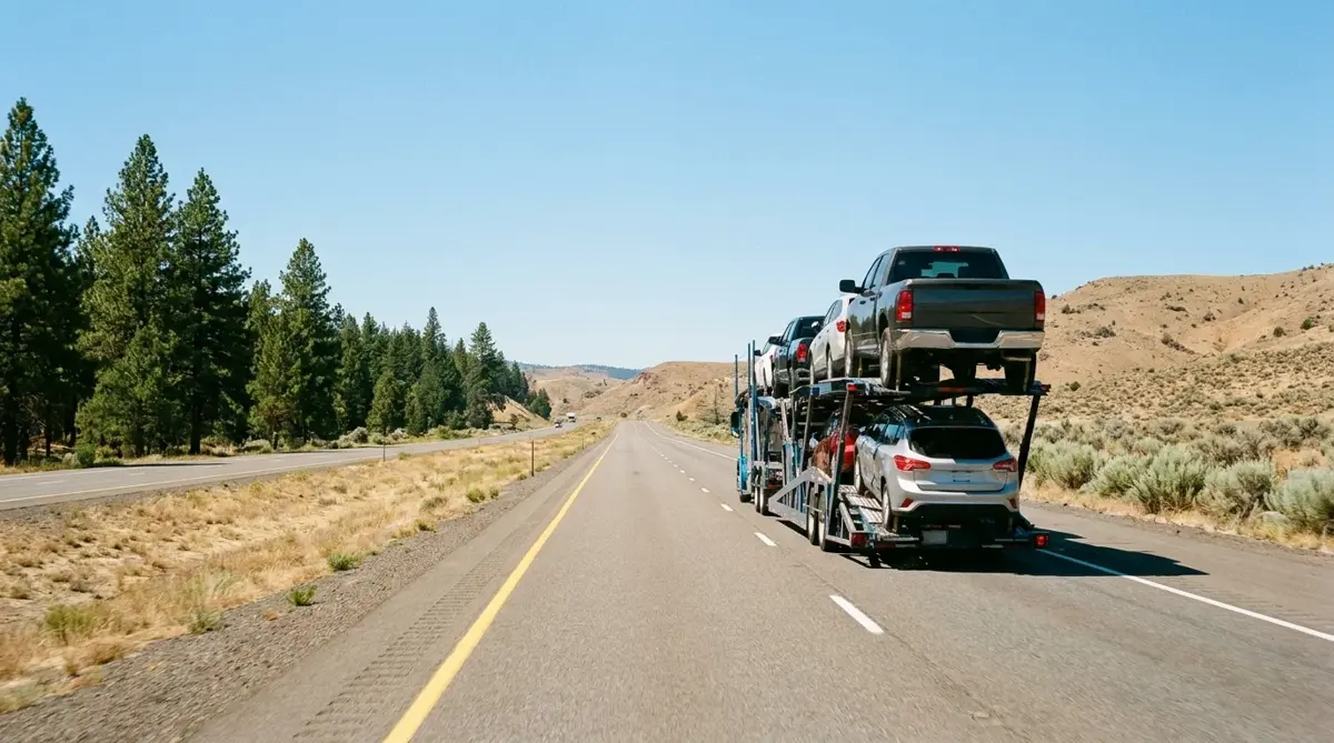 Auto transport route from Seattle to Phoenix — car carrier on highway