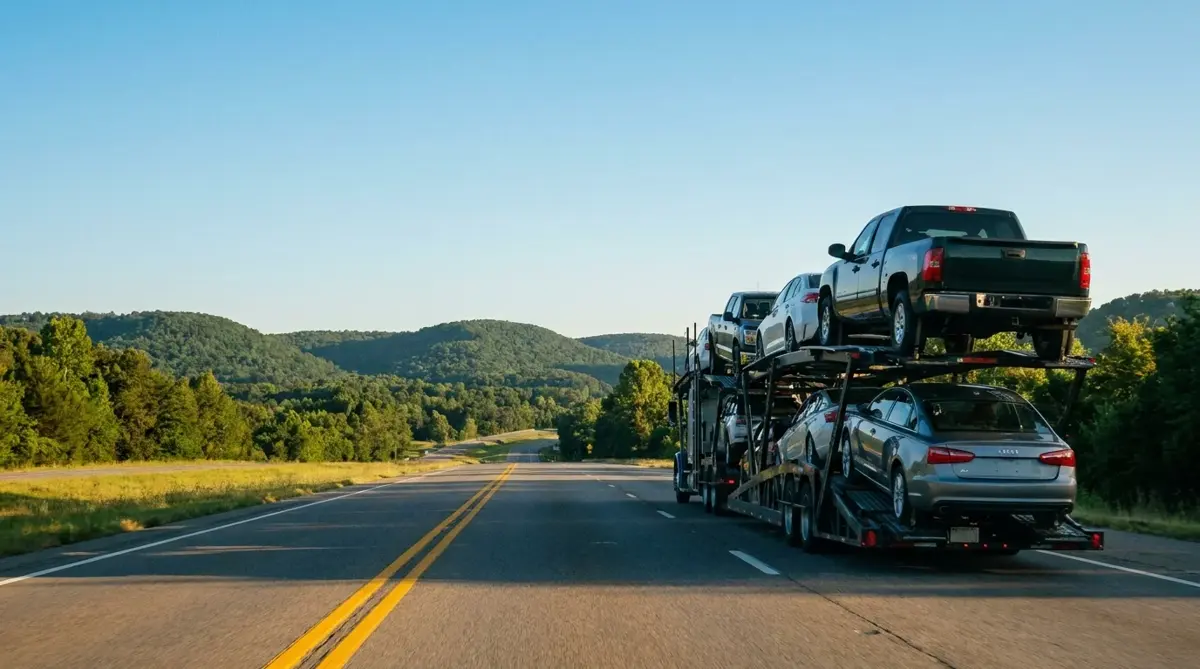 Auto transport route from Nashville to Los Angeles — car carrier on highway